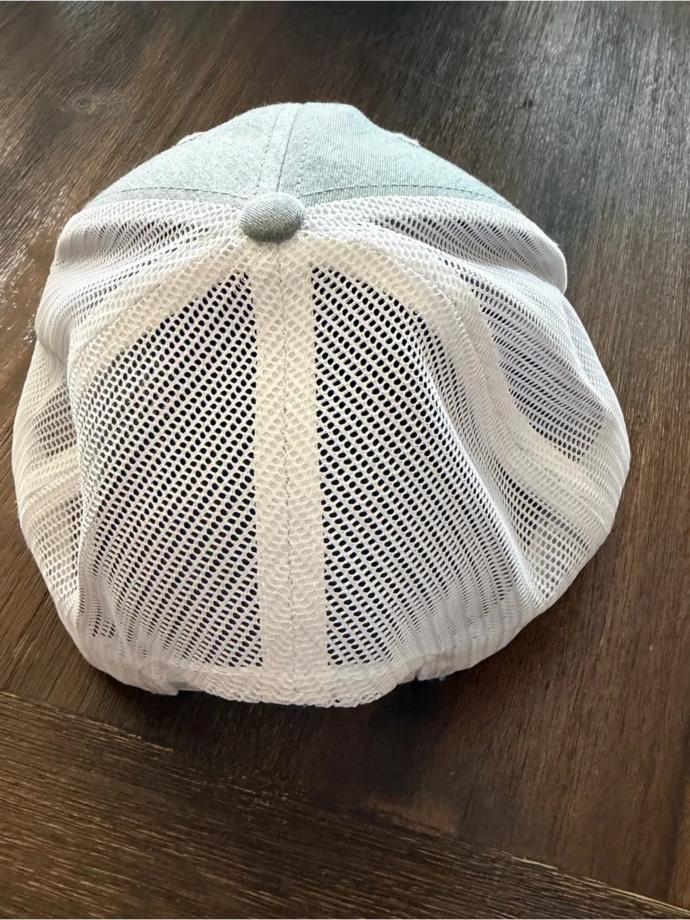 Buckingham Leather Patch Trucker Hat Heather Grey White Mesh Back Cap